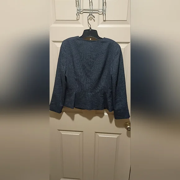 Vintage ANN TAYLOR button Front Pleated Navy Blue Blazer Jacket Size 12 - Picture 5 of 13